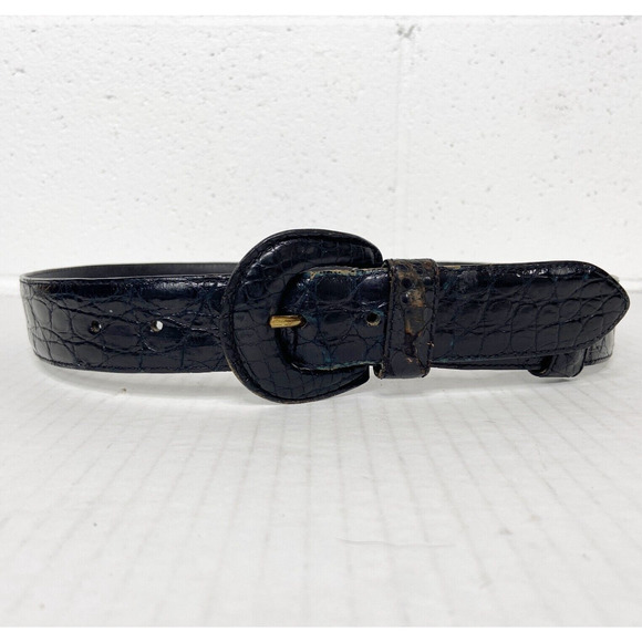 Alcott & Andrews Vintage Ladies Belt Black Alligator Leather Womens - Picture 2 of 11